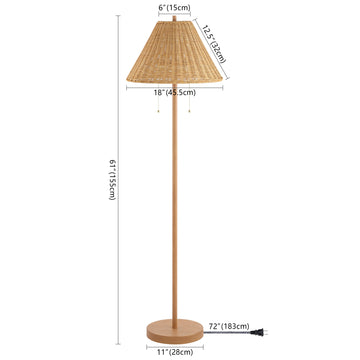Nando 61" Coastal Bohemian Iron/Rattan LED Floor Lamp with Pull-Chain - JONATHAN Y